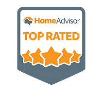 A badge that says top rated with five stars.