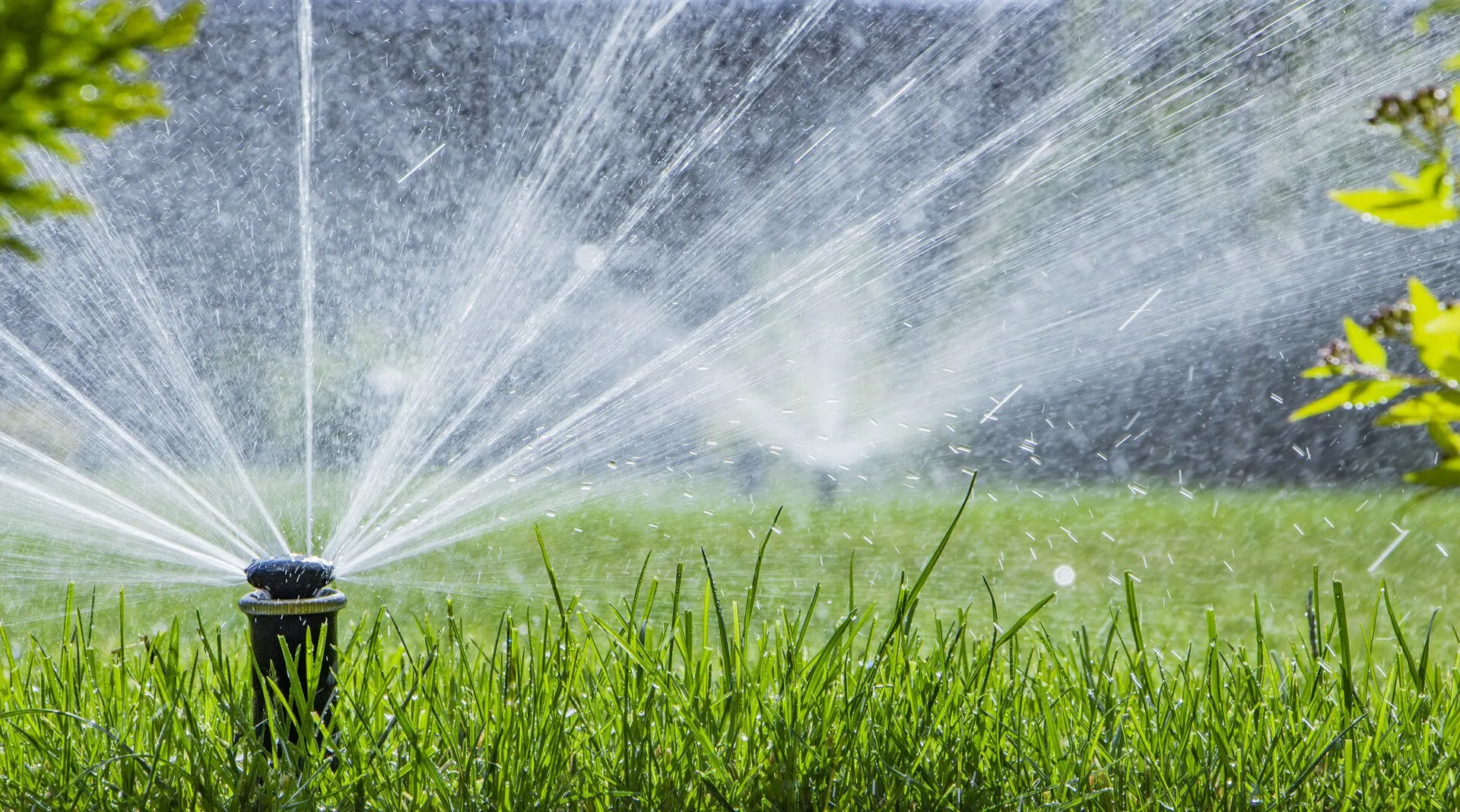 A water sprinkler spraying water on the ground.